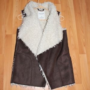 Aeropostale S Faux Suede Sherpa Vest Open Front